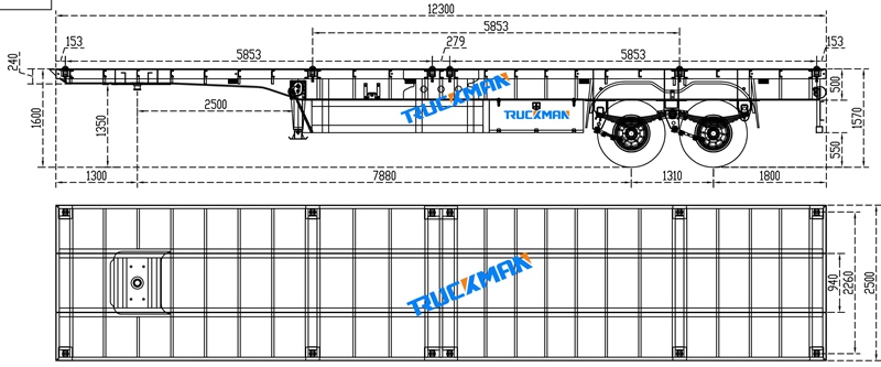 container flatbed trailer design drawing