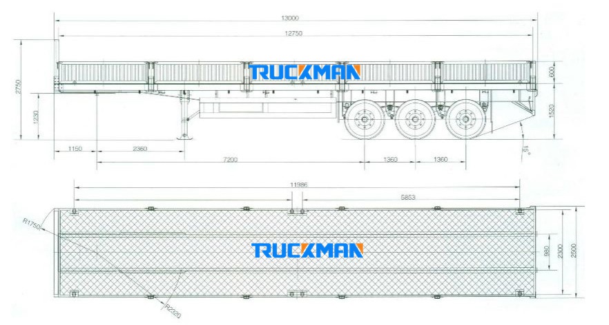 cargo semi trailer design drawing